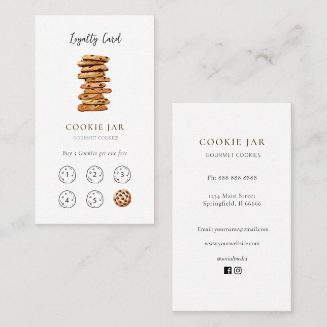 Cute Cookie shop Loyalty  business card Visitenkarte (Vorne/Hinten)