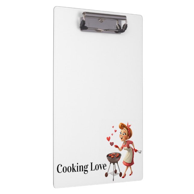 Cute Cooking Love Red Hearts Clipboard  Klemmbrett (Rechts)