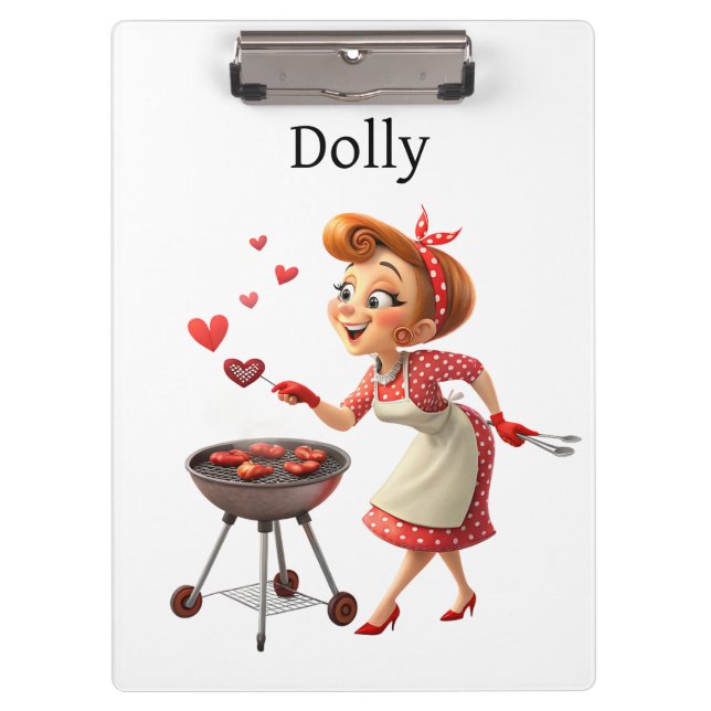Cute Cooking Love Red Hearts Clipboard  Klemmbrett (Vorderseite)