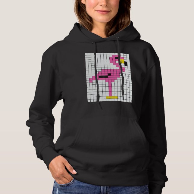 Cute Cool Pixel Pink Flamingo Hoodie (Vorderseite)