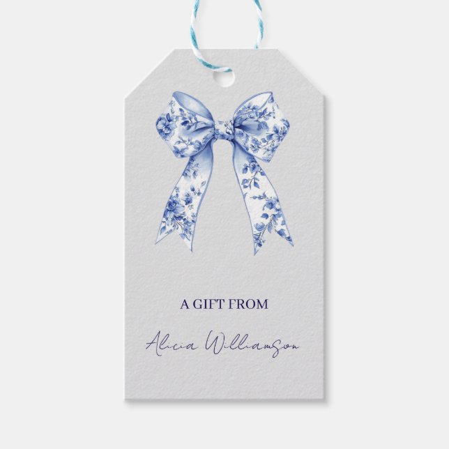 Cute Coquette Blue  Bow Personalized Gift From Geschenkanhänger (Vorderseite)