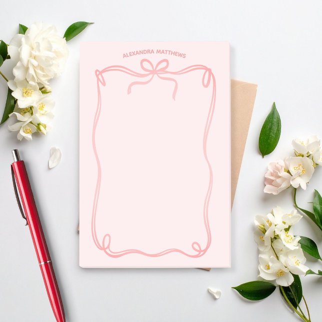 Cute Coquette Bow and Ribbon Custom Name Post-it Klebezettel (Von Creator hochgeladen)