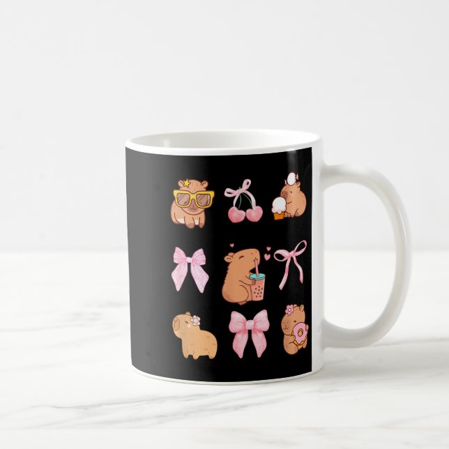 Cute Coquette Bow Capybara Pajamas Pjs Clothes Gir Kaffeetasse (Rechts)