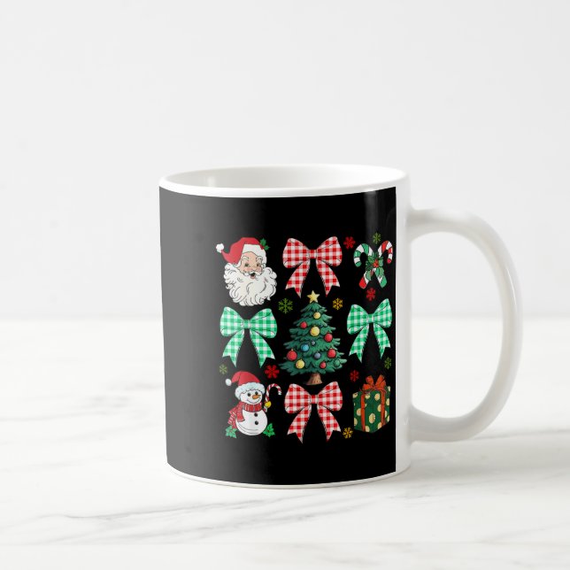 Cute Coquette Bow Christmas Tree Santa Gingerbread Kaffeetasse (Rechts)