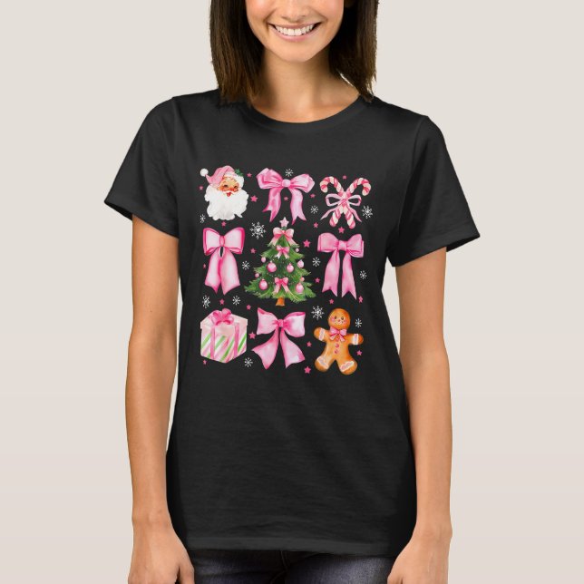 Cute Coquette Bow Nk Christmas Tree Santa Gingerbr T-Shirt (Vorderseite)