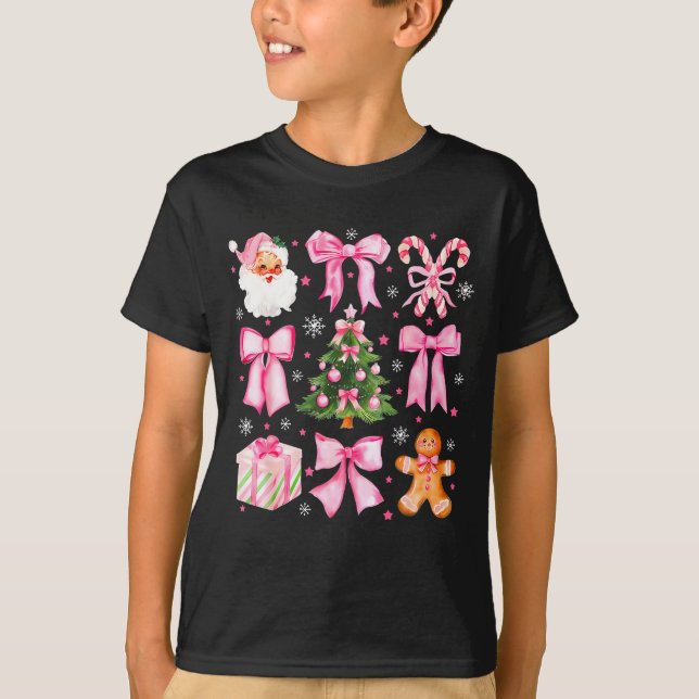 Cute Coquette Bow Nk Christmas Tree Santa Gingerbr T-Shirt (Vorderseite)