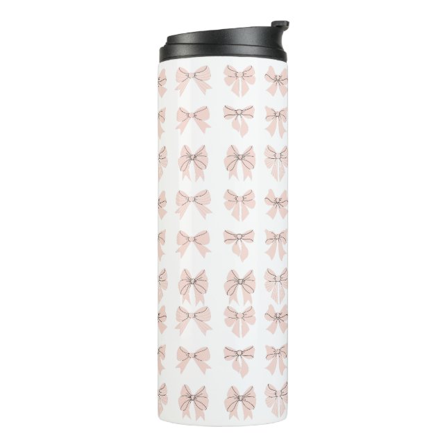 Cute Coquette Bow Pattern Blush Pink Thermosbecher (Nach links gedreht)