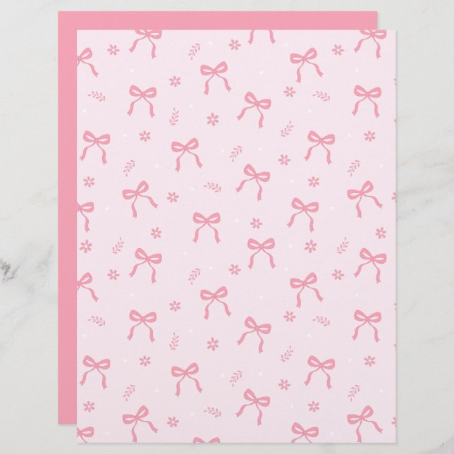 Cute Coquette Bows and Blossoms Scrapbook Paper (Vorne/Hinten)