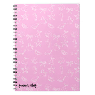 Cute Coquette Bows and Cherries Pattern Notebook Notizblock