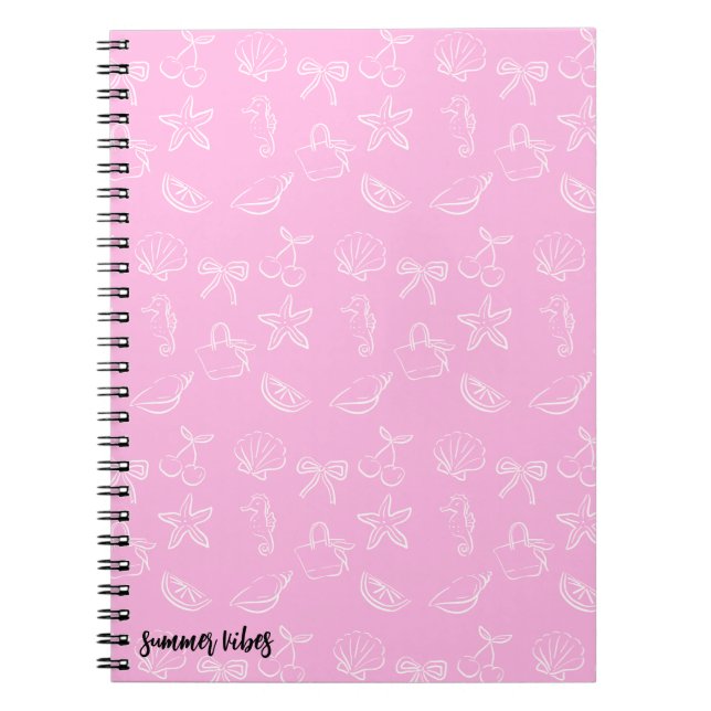 Cute Coquette Bows and Cherries Pattern Notebook Notizblock (Vorderseite)
