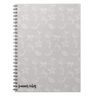 Cute Coquette Bows and Cherries Pattern Notebook Notizblock