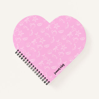 Cute Coquette Bows and Cherries Pattern Notebook Notizbuch
