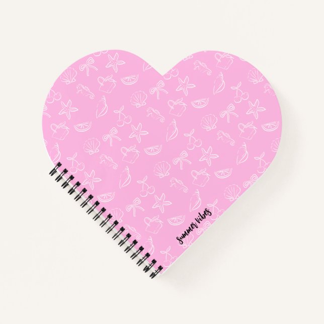 Cute Coquette Bows and Cherries Pattern Notebook Notizbuch (Vorderseite)