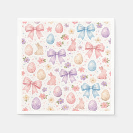Cute Coquette Bunny & Pink Bows Easter Napkins Serviette