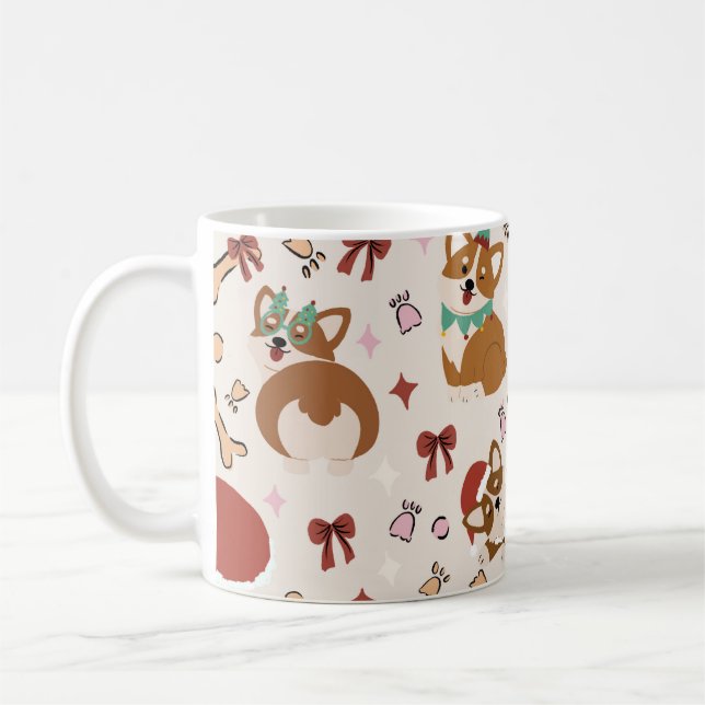 Cute Corgi Christmas Holiday Seamless Pattern Kaffeetasse (Links)