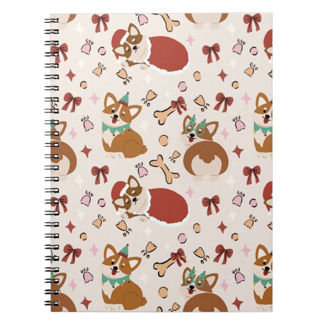 Cute Corgi Christmas Holiday Seamless Pattern Notizblock (Vorderseite)