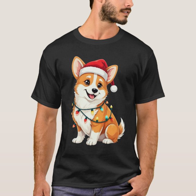 Cute Corgi Christmas Santa Pet Dog Lover  T-Shirt (Vorderseite)