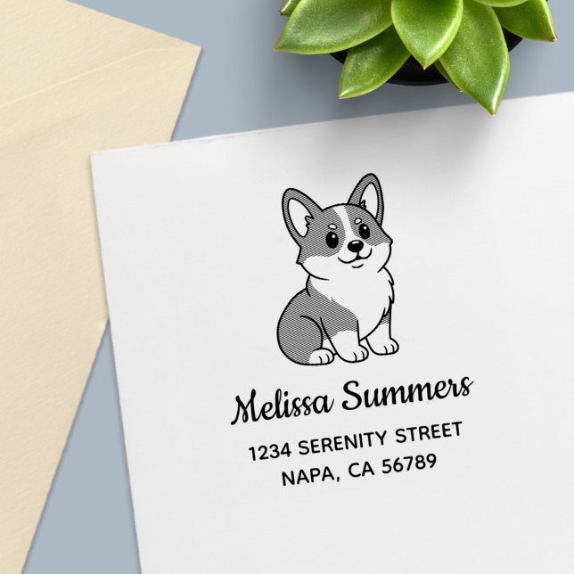 Cute Corgi Dog Address Permastempel (Von Creator hochgeladen)