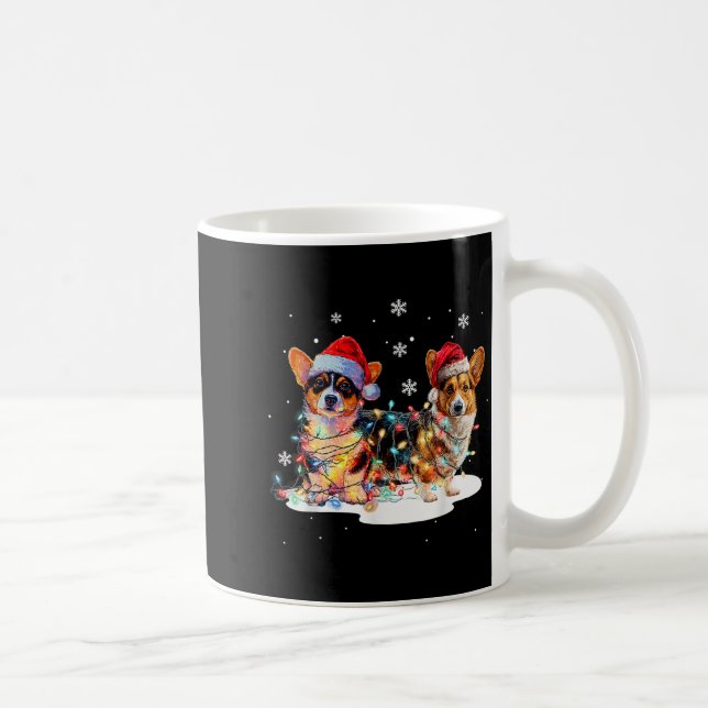 Cute Corgi Dog Christmas Lights Xmas Holidays  Kaffeetasse (Rechts)