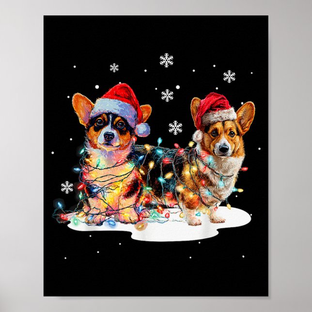 Cute Corgi Dog Christmas Lights Xmas Holidays  Poster (Vorne)