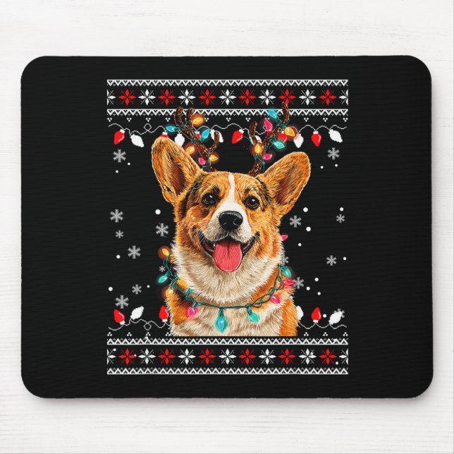 Cute Corgi Dog Christmas Reindeer Santa Hat  Mousepad (Vorne)