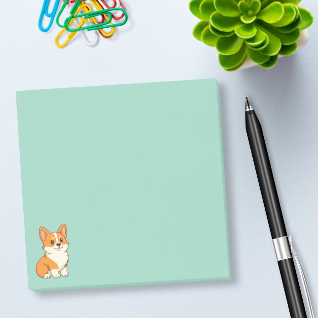 Cute Corgi Dog Green Post-it Klebezettel (Von Creator hochgeladen)