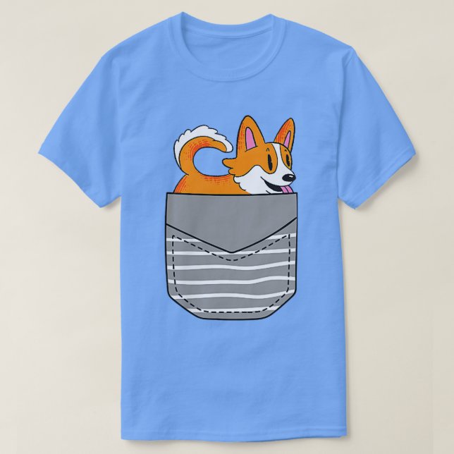 Cute Corgi Dog Pocket  T-Shirt (Design vorne)