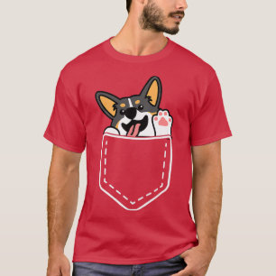 Cute Corgi Inside Pocket Funny Dog Lover T-Shirt