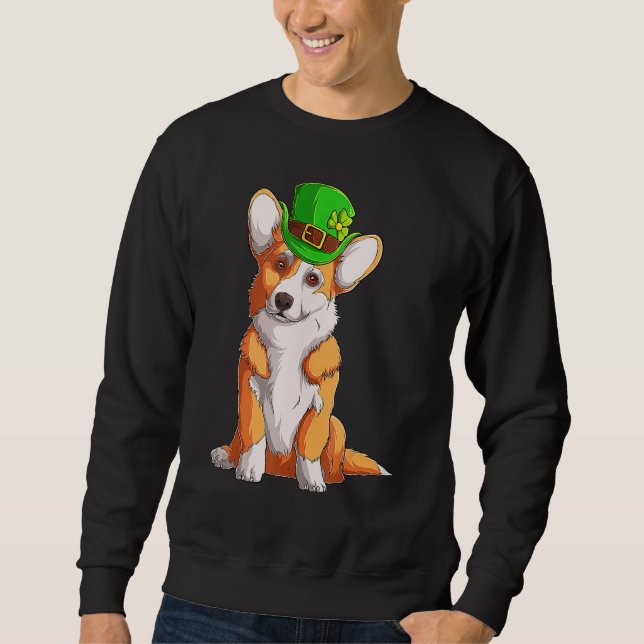 Cute Corgi Irish Pub Clover Lover St Patrick's Day Sweatshirt (Vorderseite)