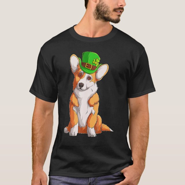 Cute Corgi Irish Pub Clover Lover St Patrick's Day T-Shirt (Vorderseite)