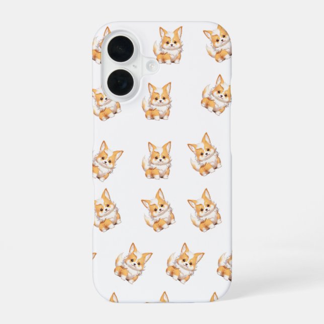Cute Corgi Puppy Pattern Phone Case iPhone 16 Hülle (Rückseite)