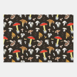 Cute Cottagecore Forest Mushrooms Geschenkpapier Set