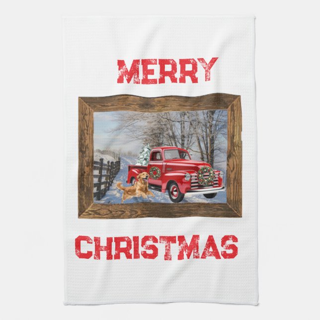 Cute Country Christmas Holiday Farm Kitchen Towel Geschirrtuch (Vertikal)