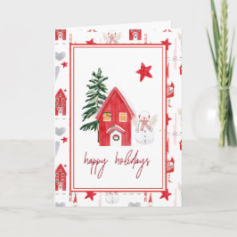 Cute Country Christmas Snowman Holiday Folded Card Feiertagskarte