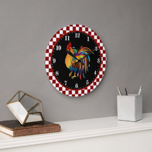 cute Country rooster Farmhouse decor Große Wanduhr