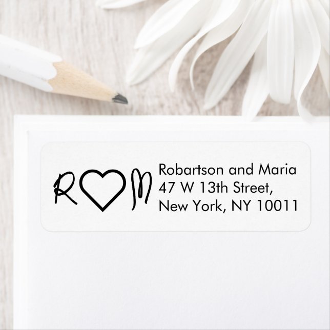 Cute Couple Monogram Heart Return Address (Insitu)