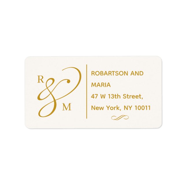 Cute Couple Monogram Return Address Label Adressaufkleber (Vorne)
