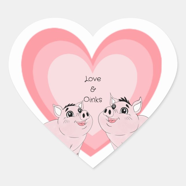 Cute couple of pink piggy Herz-Aufkleber (Vorderseite)