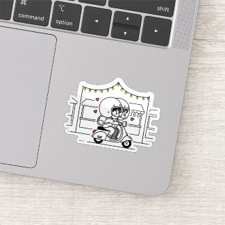 Cute Couple Scooter Trip | Romantic Travel Love Aufkleber