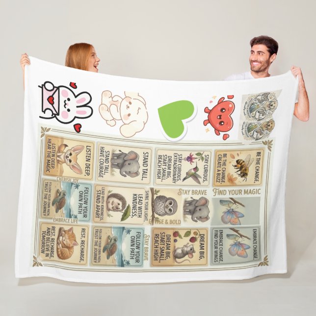 Cute & Courageous Animal Quote for kids Fleecedecke (Beispiel)