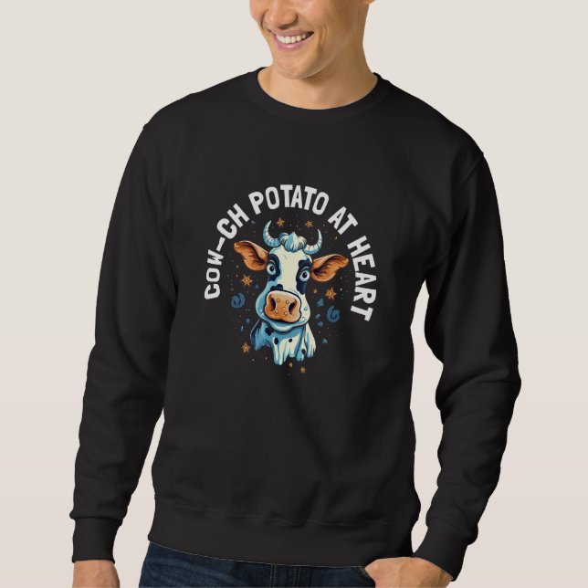 Cute Cow ch Potato At Heart  Heifer Cow  Pun Sweatshirt (Vorderseite)