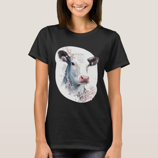 Cute Cow Cherry Blossom Japanese Sakura Farming Co T-Shirt (Vorderseite)