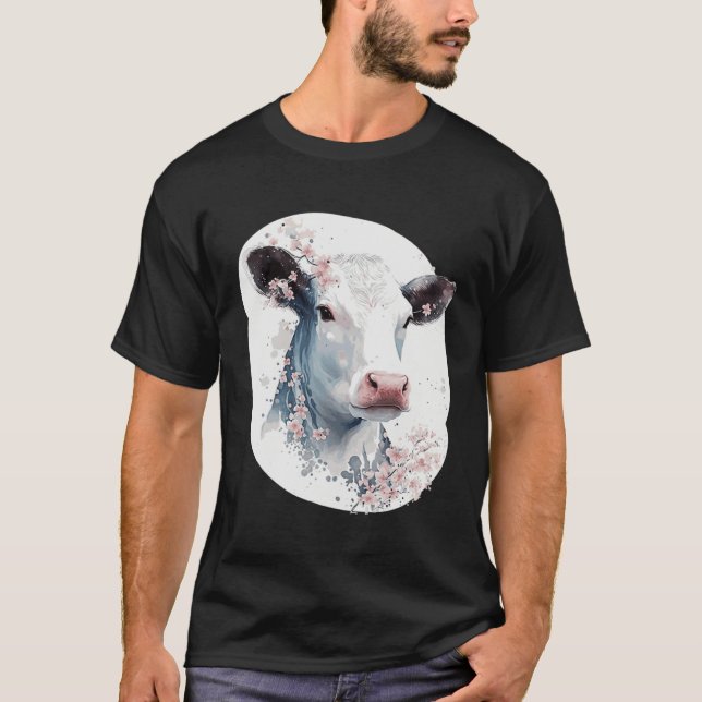 Cute Cow Cherry Blossom Japanese Sakura Farming Co T-Shirt (Vorderseite)