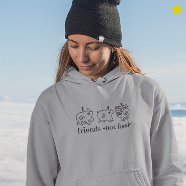 Cute Cow Chicken Pig Doodle Vegan Vegetarian Hoodie (Von Creator hochgeladen)