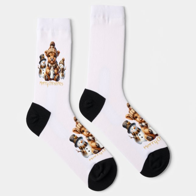 Cute Cow Christmas Socks  Socken (Rechts)