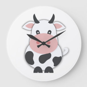Cute Cow Große Wanduhr