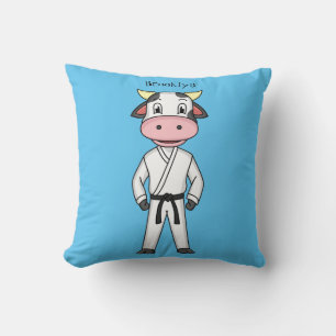 Cute cow in kung fu suit cartoon  kissen
