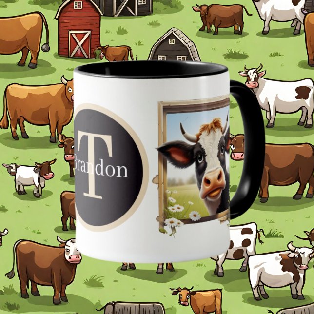 cute cow lovers add monogram tasse (Von Creator hochgeladen)