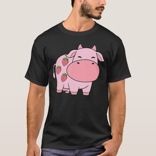 Cute Cow Milk Yoghurt Strawberry T-Shirt (Vorderseite)