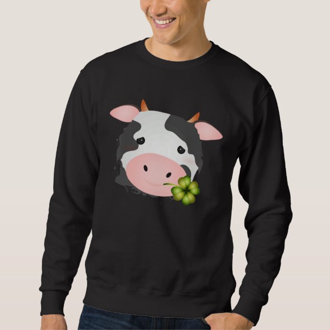 Cute cow with c leaf for farm fans sweatshirt (Vorderseite)